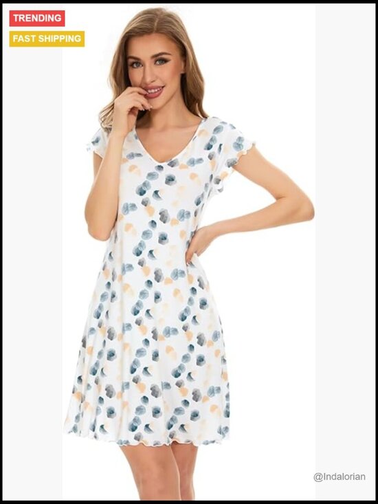 Other - Cooling Bamboo Viscose Short Sleeve Sleep Dress Lounge Nightgown